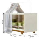 Ver imagem 3 de Berco Cama Infantil Quarto de Bebe 2 em 1 com Mosquiteiro Flocos Mdf Off White/amadeirado - Tigus