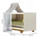 Ver imagem 3 de Berco Cama Infantil Quarto de Bebe 2 em 1 com Mosquiteiro Flocos Mdf Off White/amadeirado - Tigus