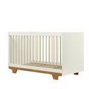 Ver imagem 7 de Berco Cama Infantil Quarto de Bebe 2 em 1 com Mosquiteiro Flocos Mdf Off White/amadeirado - Tigus