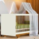 Ver imagem 1 de Berco Cama Infantil Quarto de Bebe 2 em 1 com Mosquiteiro Flocos Mdf Off White/amadeirado - Tigus