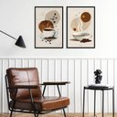 Ver imagem 1 de Kit 2 Quadros Decorativos Artes Cafés 45x34cm:moldura Branca