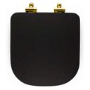 Ver imagem 6 de Assento Poliester Soft Close Piano Preto Fosco para vaso Deca com Ferragem Dourada