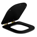 Ver imagem 2 de Assento Poliester Soft Close Piano Preto Fosco para vaso Deca com Ferragem Dourada