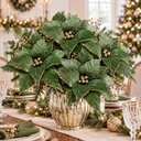 Ver imagem 2 de Flor Natalina Poinsetia Verde Enfeite Camurça 36cm Kit 8PÇS
