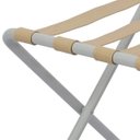 Ver imagem 3 de Suporte Para Mala Pintura Eletrostática Alumínio Fosco Tira Em Couro Bege Com Encosto - 74X52X52