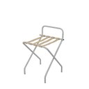 Ver imagem 2 de Suporte Para Mala Pintura Eletrostática Alumínio Fosco Tira Em Couro Bege Com Encosto - 74X52X52