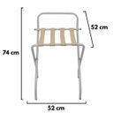 Ver imagem 5 de Suporte Para Mala Pintura Eletrostática Alumínio Fosco Tira Em Couro Bege Com Encosto - 74X52X52