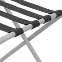 Ver imagem 3 de Suporte Para Mala Pintura Eletrostática Alumínio Fosco Tira Em Couro Cinza Com Encosto - 74X52X52