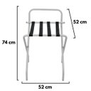 Ver imagem 5 de Suporte Para Mala Pintura Eletrostática Alumínio Fosco Tira Em Nylon Preta Com Encosto - 74X52X52