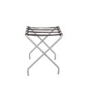 Ver imagem 1 de Suporte Para Mala Pintura Eletrostática Alumínio Fosco Tira Em Couro Café Sem Encosto - 59X52X52