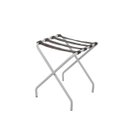 Ver imagem 2 de Suporte Para Mala Pintura Eletrostática Alumínio Fosco Tira Em Couro Café Sem Encosto - 59X52X52