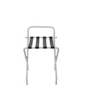 Ver imagem 1 de Suporte Para Mala Pintura Eletrostática Alumínio Fosco Tira Em Couro Preto Com Encosto - 74X52X52