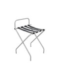 Ver imagem 2 de Suporte Para Mala Pintura Eletrostática Alumínio Fosco Tira Em Couro Preto Com Encosto - 74X52X52