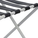 Ver imagem 3 de Suporte Para Mala Pintura Eletrostática Alumínio Fosco Tira Em Couro Preto Com Encosto - 74X52X52