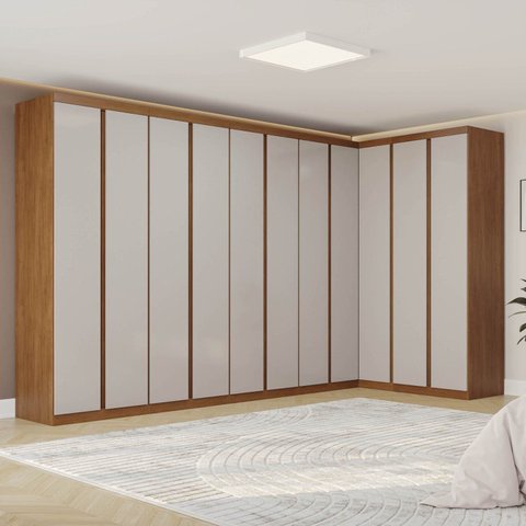 Guarda-Roupa Modulado 6 Peças 11 Portas Arani CabeCasa MadeiraOriginals Marrom/Cinamomo/Offwhite