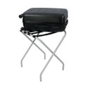 Ver imagem 3 de Suporte Para Mala Pintura Eletrostática Alumínio Fosco Tira Em Couro Preto Sem Encosto - 59X52X52