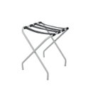 Ver imagem 2 de Suporte Para Mala Pintura Eletrostática Alumínio Fosco Tira Em Couro Preto Sem Encosto - 59X52X52