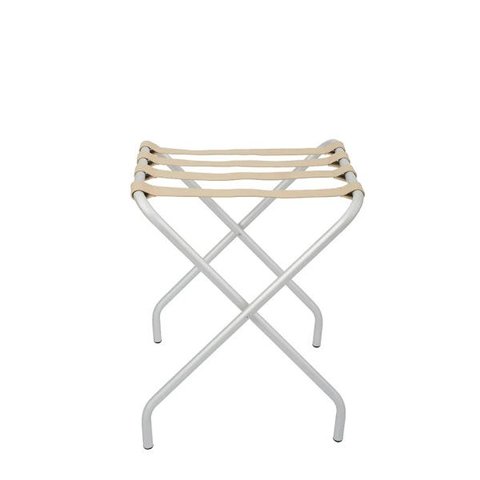 Suporte Para Mala Anodização Fosco Tira Em Couro Bege Sem Encosto - 59X52X52 Cm