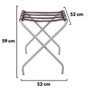 Ver imagem 4 de Suporte Para Mala Pintura Eletrostática Alumínio Fosco Tira Em Couro Tabaco Sem Encosto -