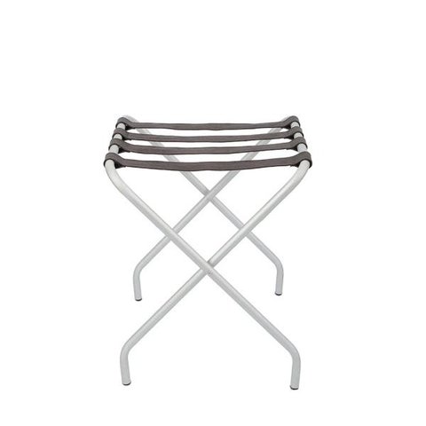Suporte Para Mala Anodização Fosco Tira Em Couro Tabaco Sem Encosto - 59X52X52 Cm
