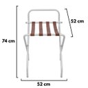 Ver imagem 4 de Suporte Para Mala Anodização Fosco Tira Em Couro Mel Com Encosto - 74X52X52 Cm