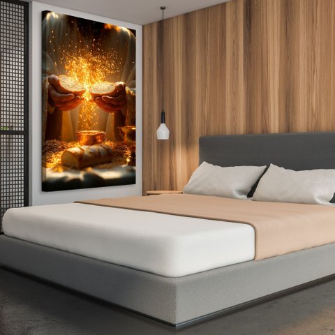 Quadro Decorativo Jesus Ceia Partilha do Pão Sala Quarto Casa Escritório