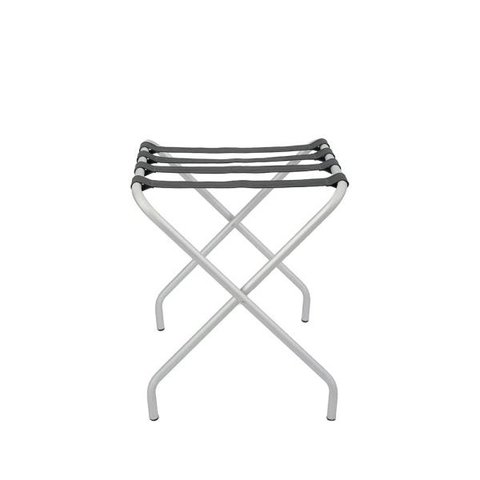 Suporte Para Mala Anodização Fosco Tira Em Couro Cinza Sem Encosto - 59X52X52 Cm