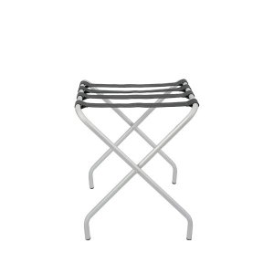 Suporte Para Mala Anodização Fosco Tira Em Couro Cinza Sem Encosto - 59X52X52 Cm