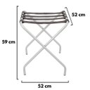 Ver imagem 5 de Suporte Para Mala Anodização Fosco Tira Em Couro Cinza Sem Encosto - 59X52X52 Cm