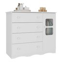 Ver imagem 2 de Cômoda Infantil 95cm 1 Porta com Vidro e 4 Gavetas Serena Multimóveis Mp4434 Branco