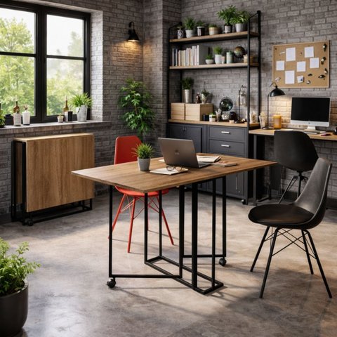 Mesa Dobrável com Rodinha Escritório Sala Quarto ou Cozinha