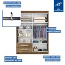 Ver imagem 5 de Guarda-Roupa Solteiro 4 Portas 2 Gavetas e 2 Espelhos Madri Yescasa Marrom/Freijó