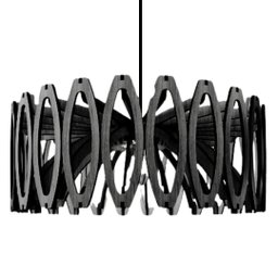 Luminária Teto tipo Pendente JADE MDF - Completa - Bola - Cor: Preta - 1