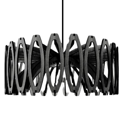 Luminária Teto tipo Pendente JADE MDF - Completa - Bola - Cor: Preta