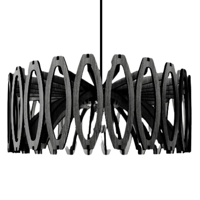 Luminária Teto tipo Pendente JADE MDF - Completa - Bola - Cor: Preta