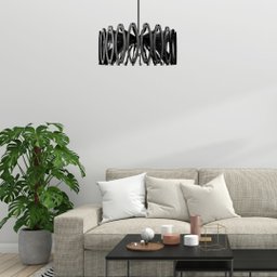 Luminária Teto tipo Pendente JADE MDF - Completa - Bola - Cor: Preta - 2