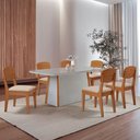 Ver imagem 2 de Mesa Diane 180cm Tampo Mdf Vidro Canto Copo com 6 Cadeiras Veludo Creme /off /naturale /serig Off