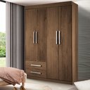 Ver imagem 1 de Guarda-Roupa Solteiro 4 Portas 2 Gavetas Madri Yescasa Marrom/Freijó