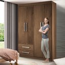 Ver mais imagens de Guarda-Roupa Solteiro 4 Portas 2 Gavetas Madri Yescasa Marrom/Freijó