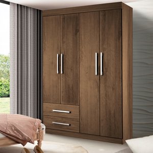 Guarda-Roupa Solteiro 4 Portas 2 Gavetas Madri Espresso Móveis