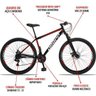 Bicicleta Aro 29 Quadro 19 Aço 21 Marchas Suspensão Freio a Disco Mecânico Preto Red - Dropp - 4