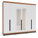 Ver imagem 1 de Guarda-Roupa Casal 6 Portas com Espelho Madrid Branco/Freijó