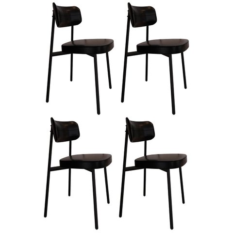 Cadeira de Jantar Estofada Kit 4 Ella M25 Sintético Preto - Mpozenato