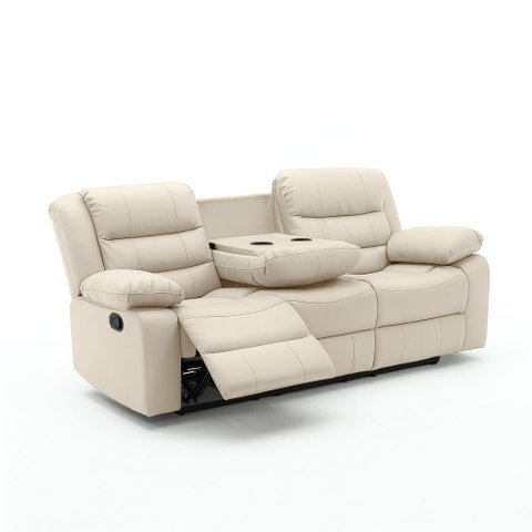 Poltrona Reclinável Sala de Cinema 3 Lugares Hollywood Manual Massagem Aquecimento Porta Copos Pu G9