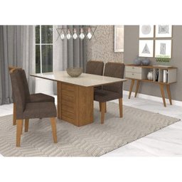 Conjunto Sala de Jantar Mesa Tampo em Vidro Rafaela 4 Cadeiras Nicole Cimol - 1