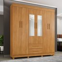 Ver imagem 2 de Guarda Roupa Leblon 6 Portas 2 Gavetas 7 Prateleiras com Espelho - Benetil
