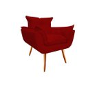Ver imagem 4 de Kit Namoradeira + 2 Poltronas Decorativa Opala Suede Vermelho Pés Madeira Mz Decor