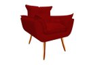 Ver imagem 4 de Kit Namoradeira + 2 Poltronas Decorativa Opala Suede Vermelho Pés Madeira Mz Decor
