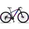 Bicicleta XLT Aro 29 Quadro 17 Alumínio 21 Marchas Suspensão Freio a Disco Preto Azul Rosa - KSW - 3