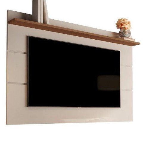 Painel Suspenso Flutuante Home TV Até 65 Polegadas Prateleira Superior Vivare New 1.60:Off White/Fre